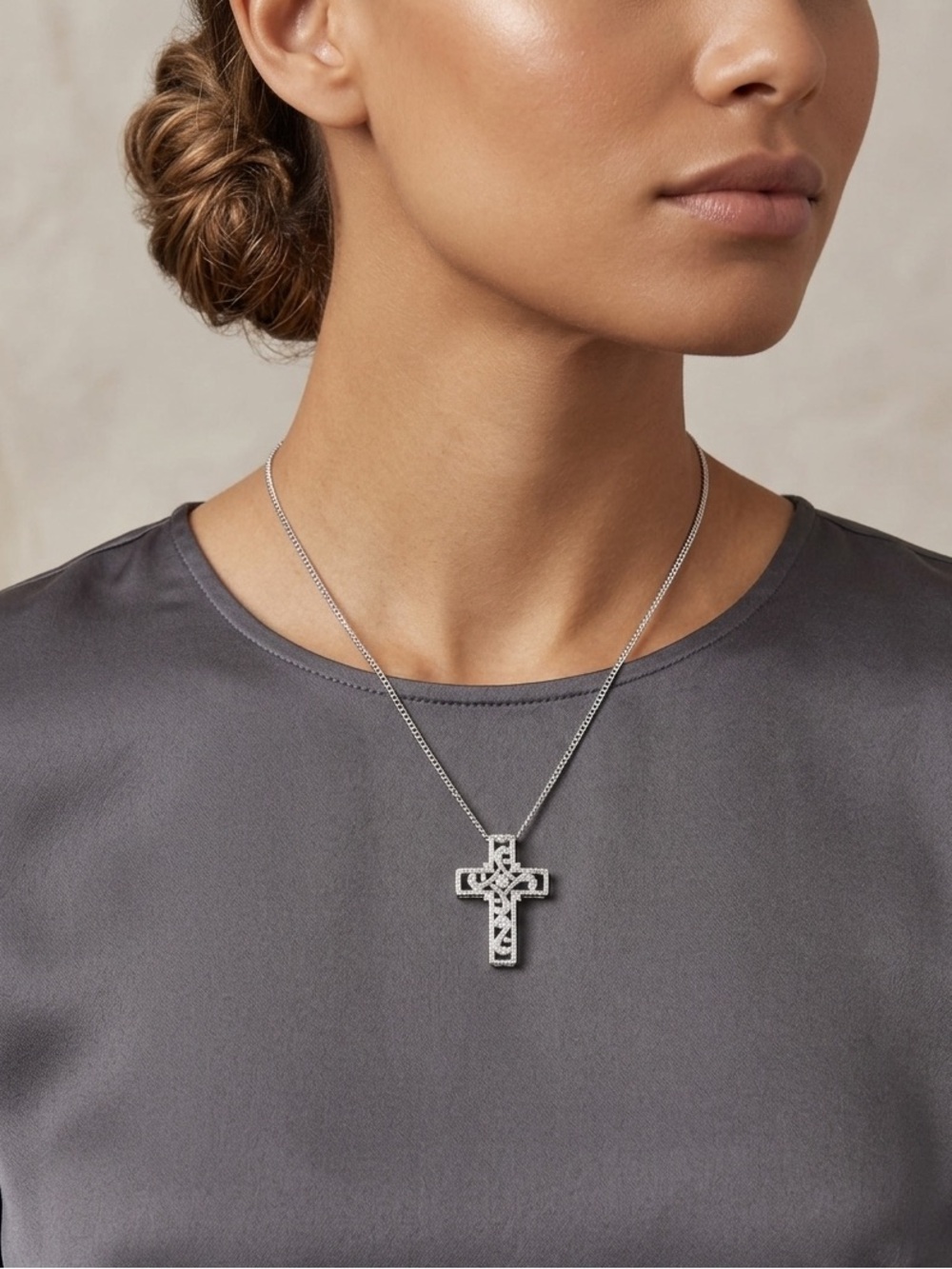 Silver Cross Pendant Woman’s Necklace